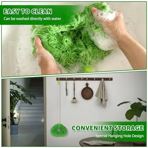 Ceiling Fan Cleaner Duster High Ceiling Extended Fan Blade Cleaner from 13 to 50 Inch Reusable Microfiber Ceiling Fan Duster with Extension Handle for Furniture Bookshelves Wall Door (Green) - 4