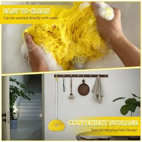 Ceiling Fan Cleaner Duster High Ceiling Extended Fan Blade Cleaner from 13 to 50 Inch Reusable Microfiber Ceiling Fan Duster with Extension Handle for Furniture Bookshelves Wall Door (Yellow) - 4