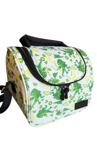 çekçekli ilk okul çantası beslenme takımlı ısı yalıtımlı ikili takım çok gözlü-Çok Renkli dino - 3