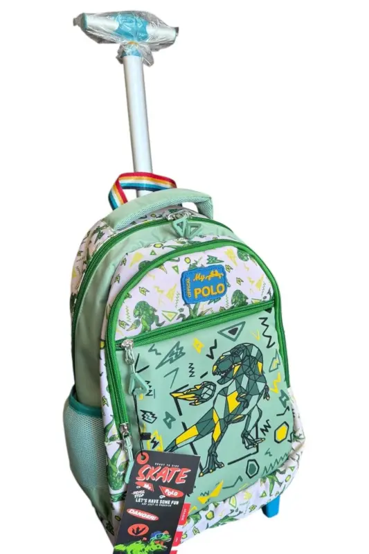 çekçekli ilk okul çantası beslenme takımlı ısı yalıtımlı ikili takım çok gözlü-Çok Renkli dino - 2