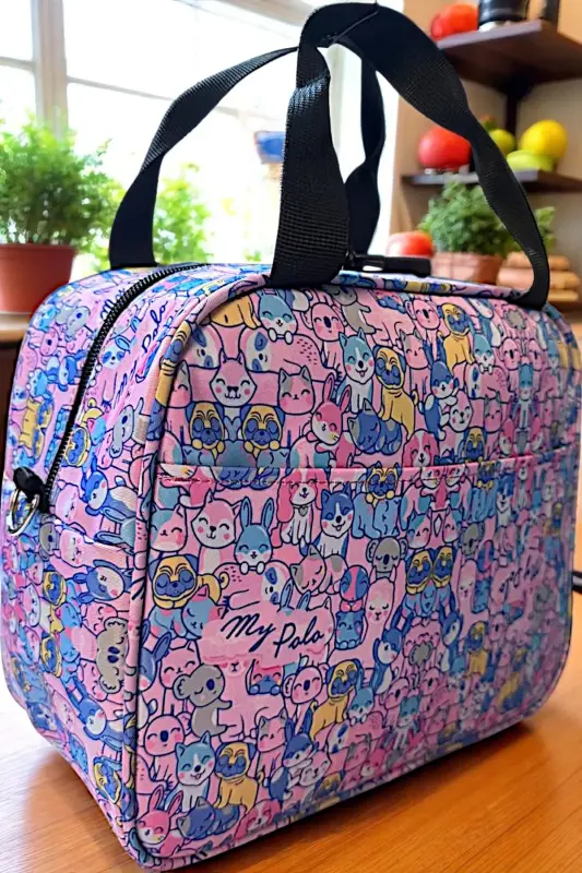 çekçekli ilk okul çantası beslenme takımlı ısı yalıtımlı ikili takım çok gözlü-Çok Renkli evcil - 4