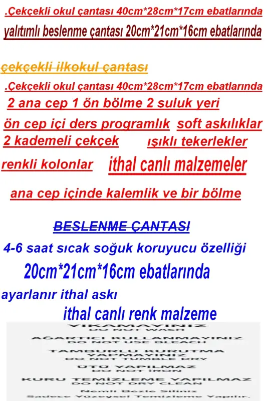 çekçekli ilk okul çantası beslenme takımlı ısı yalıtımlı ikili takım çok gözlü-Çok Renkli evcil - 7