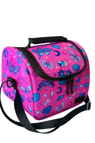 çekçekli ilk okul çantası beslenme takımlı ısı yalıtımlı ikili takım çok gözlü-Çok Renkli kelebekli - 4