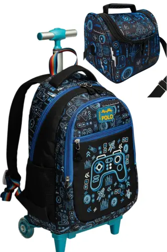 çekçekli ilk okul çantası beslenme takımlı ısı yalıtımlı ikili takım çok gözlü-Çok Renkli oyun 