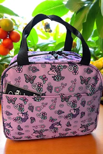 çekçekli ilk okul çantası beslenme takımlı ısı yalıtımlı ikili takım çok gözlü-Çok Renkli uni - 5