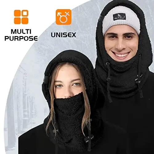 Shy Velvet Balaclava Wind-Resistant Winter Face Mask,Fleece Ski Mask for Men and Women,Warm Face Cover Hat Cap Scarf - 4