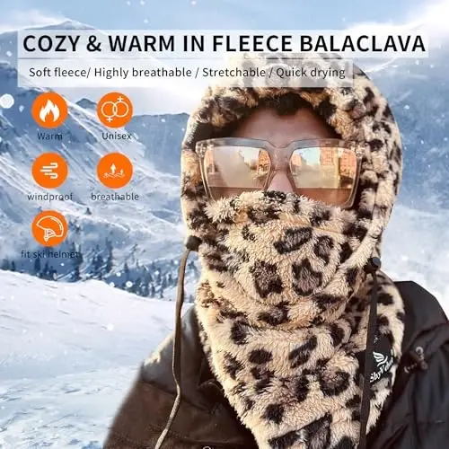 Shy Velvet Balaclava Wind-Resistant Winter Face Mask,Fleece Ski Mask for Men and Women,Warm Face Cover Hat Cap Scarf - 1