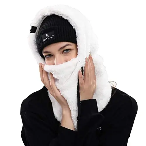 Shy Velvet Balaclava Wind-Resistant Winter Face Mask,Fleece Ski Mask for Men and Women,Warm Face Cover Hat Cap Scarf - 4
