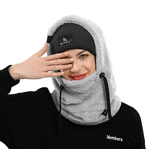 Shy Velvet Balaclava Wind-Resistant Winter Face Mask,Fleece Ski Mask for Men and Women,Warm Face Cover Hat Cap Scarf - 4