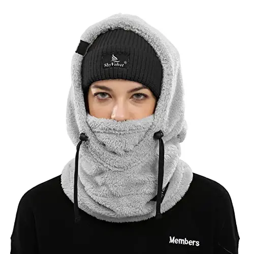 Shy Velvet Balaclava Wind-Resistant Winter Face Mask,Fleece Ski Mask for Men and Women,Warm Face Cover Hat Cap Scarf - 5