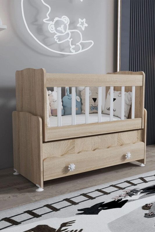 Beşik Çekmeceli Sallanır Anne Yanı Ahşap Bebek Beşiği Sonoma-Sonoma - ARDILLA FURNITURE