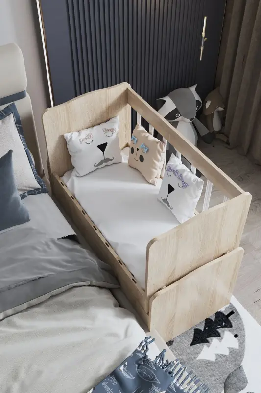 Beşik Çekmeceli Sallanır Anne Yanı Ahşap Bebek Beşiği Sonoma-Sonoma - 3