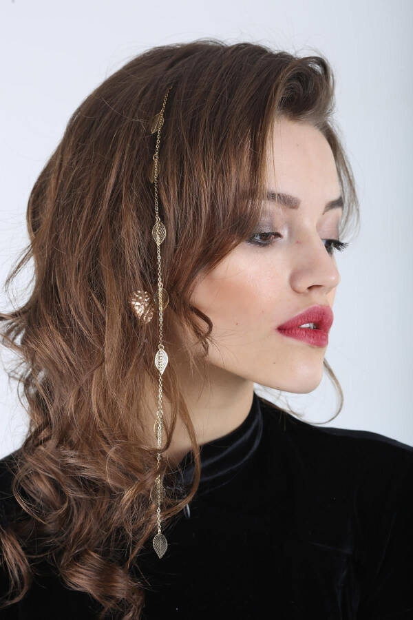 Celeste Gold Leaf Wire Clip Hair Accessory Hair Chain - 7