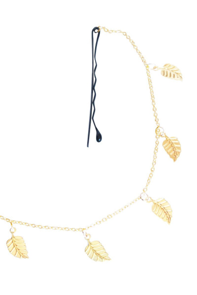 Celeste Gold Leaf Wire Clip Hair Accessory Hair Chain - 6