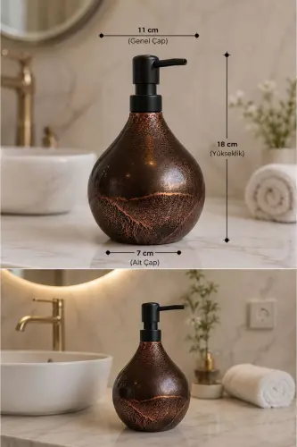 Celina Cam Sıvı Sabunluk || SİYAH KAHVE || Modern Lüks Banyo Aksesuarı Dekoratif Sıvı Sabunluk Sabun Dispenseri Banyo & Mutfak İçin Tezgah Üstü Lavabo || SİYAH POMPALI || Bulaşık Deterjanı El Sabunu - Celine Sıvı Sabunluk Siyah Kahve Siyah Pompalı - 4
