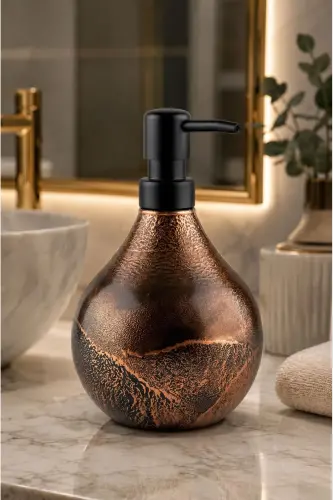 Celina Glass Liquid Soap Dispenser || BLACK COFFEE || Modern Luxury Bathroom Accessory Decorative Liquid Soap Dispenser Soap Dispenser Countertop Sink for Bathroom & Kitchen || WITH BLACK PUMP || Dish Soap Hand Soap - Celine Liquid Soap Dispenser Black Coffee Black Pump 