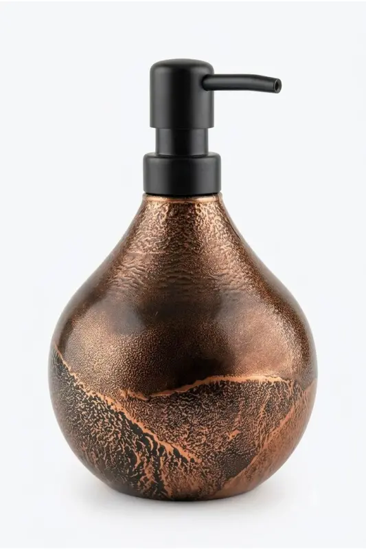 Celina Glass Liquid Soap Dispenser || BLACK COFFEE || Modern Luxury Bathroom Accessory Decorative Liquid Soap Dispenser Soap Dispenser Countertop Sink for Bathroom & Kitchen || WITH BLACK PUMP || Dish Soap Hand Soap - Celine Liquid Soap Dispenser Black Coffee Black Pump - 7