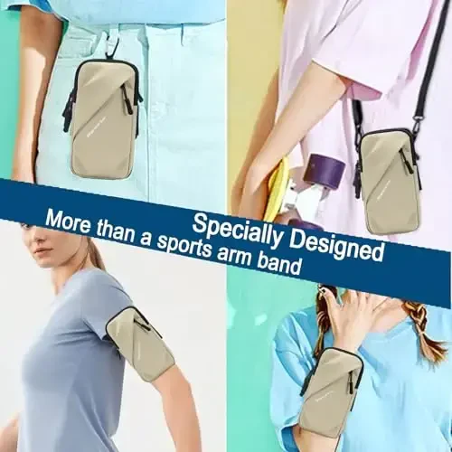 Cell Phone Armbands Running Phone Holder Armband, Phone Holder for Walking, Shoulder Holster Phone Purse Crossbody Bag Phone Pouch (Khaki) - 7