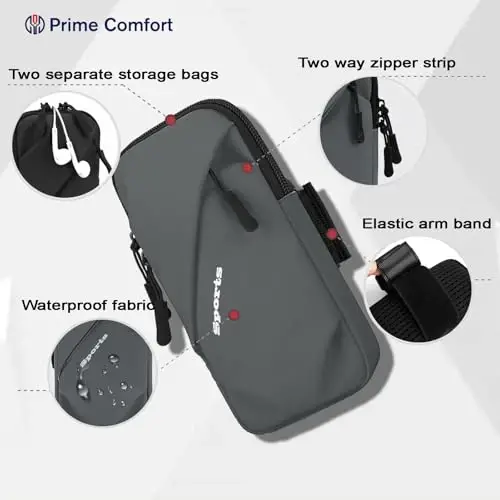 Cell Phone Armbands Running Phone Holder Armband, Shoulder Holster Phone Purse Crossbody Bag Pouch (Gray) - PRIME COMFORT (1)