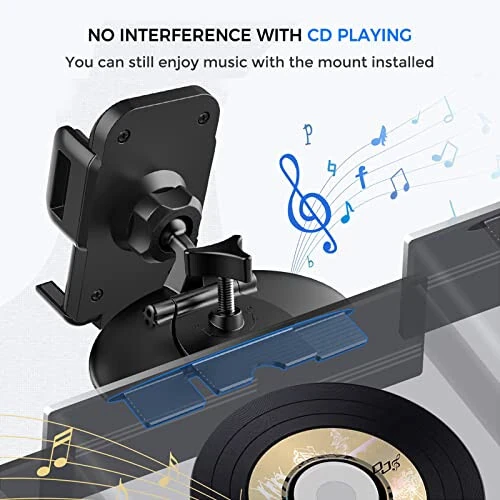 Cell Phone Holder for Car, CD Slot Car Phone Mount, One Button Release Easy Installation CD Player Car Phone Holder Mount Compatible with iPhone 15 14 13 12 11 Pro XR XS MAX Galaxy S20 S20+ S10 S9 S8 - 5