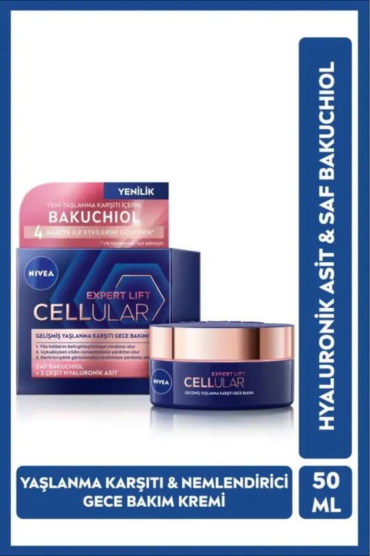 Cellular Bakuchiol Qarilikka Qarshi va Namlovchi Kechki Parvarish Kremi 50 ml - NIVEA