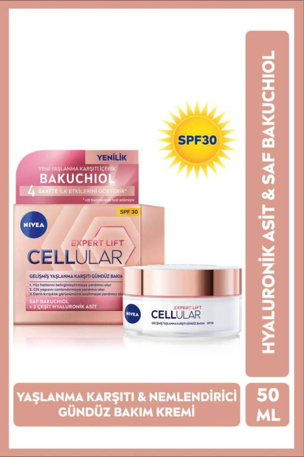 Cellular Expert Lift Yaşlanma Karşıtı Gündüz Yüz Bakım Kremi 50ml, Bakuchiol, Hyaluronik Asit, SPF30 - 1