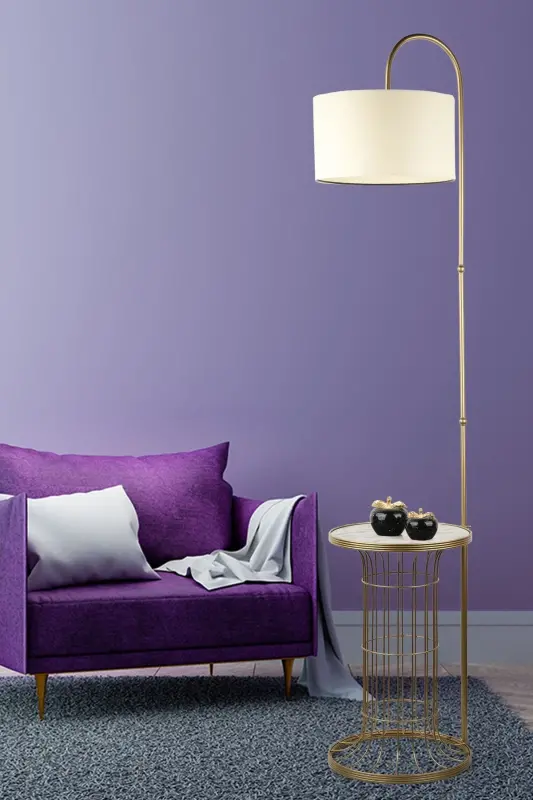 Cemre Sehpa Lambader Eskitme Mermer Ahşap Krem Şapka-Eskitme - 2