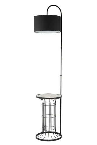 Cemre Floor Lamp Black Marble Wood Black Shade-Black 