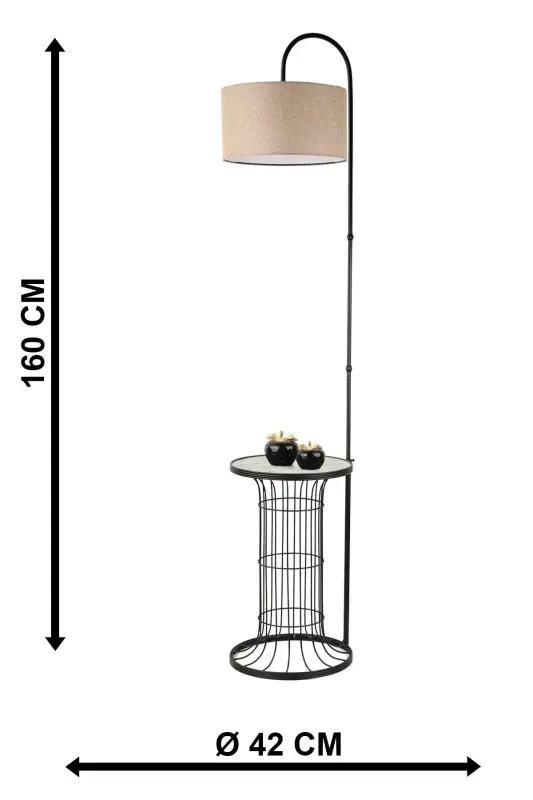 Cemre Floor Lamp Black Marble Wood Wicker Shade-Black - 5