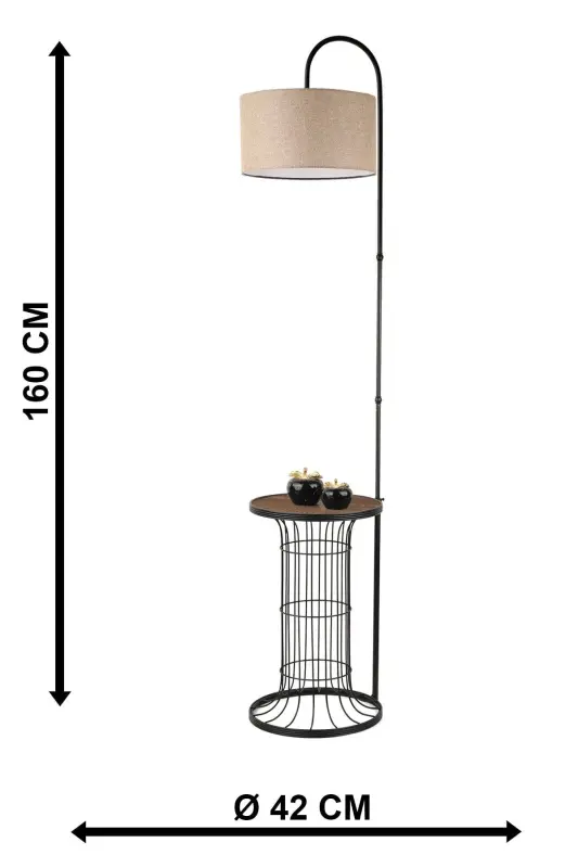 Cemre Floor Lamp Black Walnut Wood Rattan Shade-Black - 5