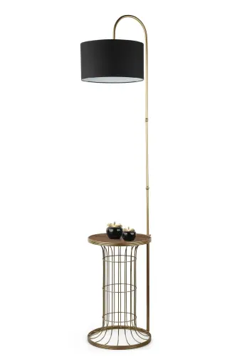 Cemre Floor Lamp Coffee Table Aged Walnut Wood Black Shade-Aged - 3