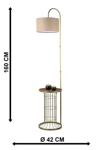 Cemre Floor Lamp Coffee Table Antiqued Walnut Wood Rattan Shade-Antiqued - 5