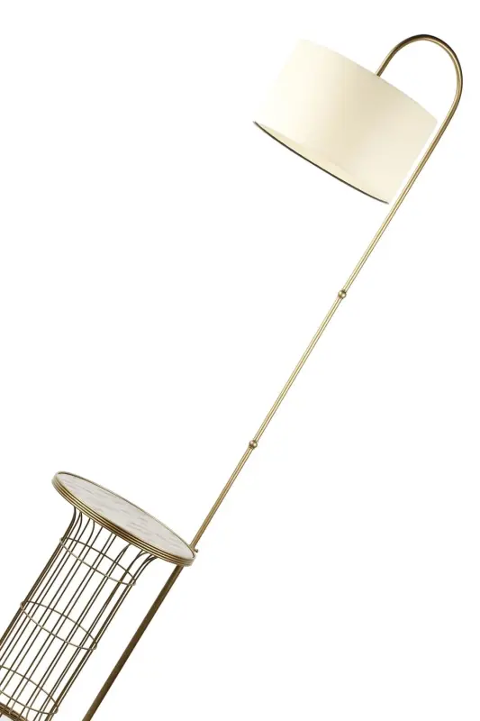 Cemre Sehpa Lambader Eskitme Mermer Ahşap Krem Şapka-Eskitme - 4