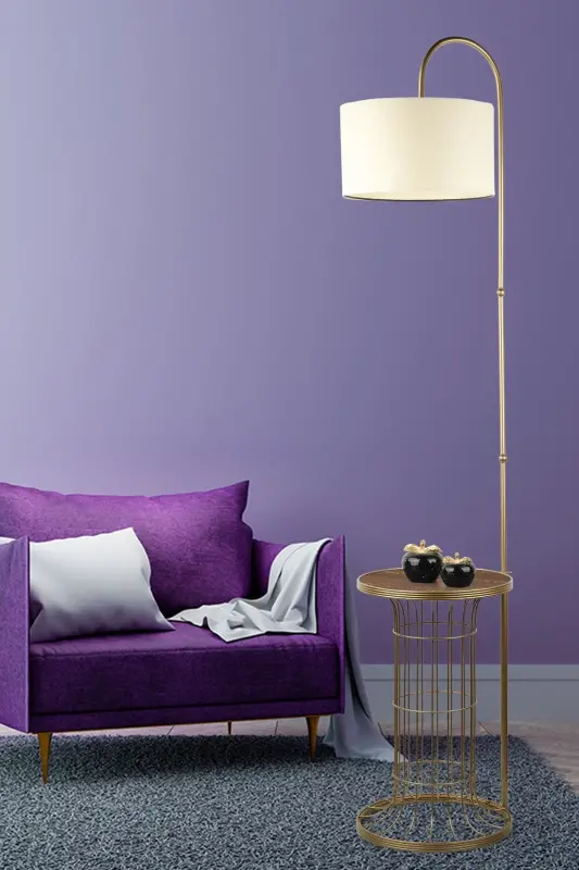 Cemre Sehpa Lambader Eskitme Ceviz Ahşap Krem Şapka-Eskitme - 2