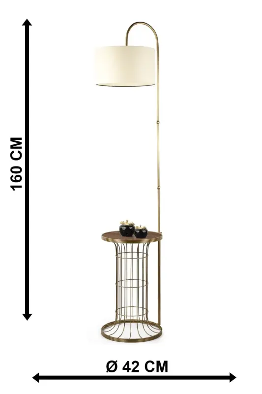 Cemre Sehpa Lambader Eskitme Ceviz Ahşap Krem Şapka-Eskitme - 5