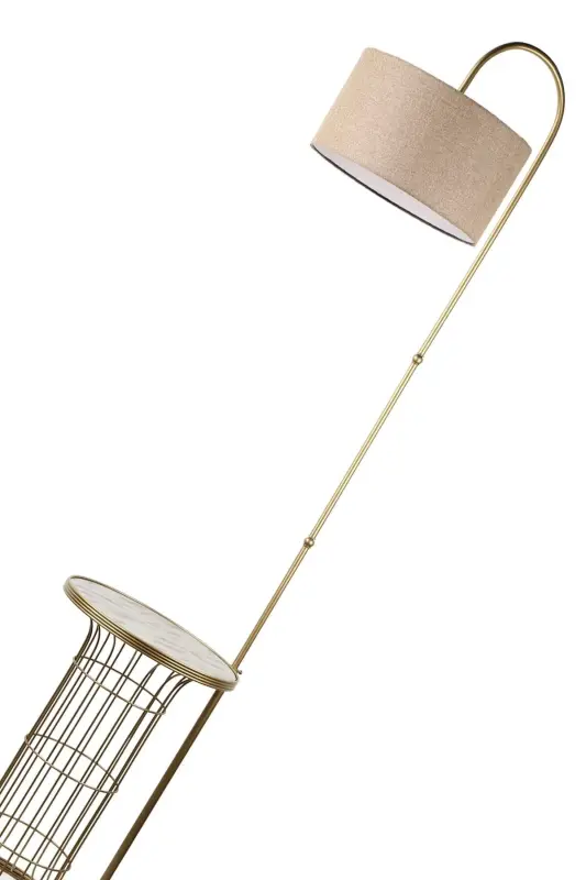 Cemre Sehpa Lambader Eskitme Mermer Ahşap Hasır Şapka-Eskitme - 4