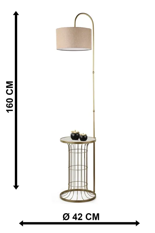 Cemre Sehpa Lambader Eskitme Mermer Ahşap Hasır Şapka-Eskitme - 5