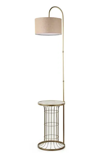 Cemre Sehpa Lambader Eskitme Mermer Ahşap Hasır Şapka-Eskitme 