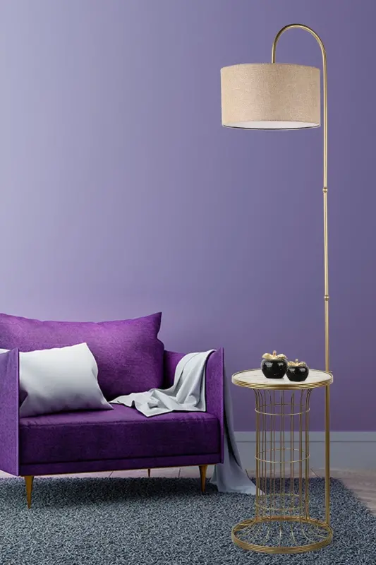 Cemre Sehpa Lambader Eskitme Mermer Ahşap Hasır Şapka-Eskitme - 2