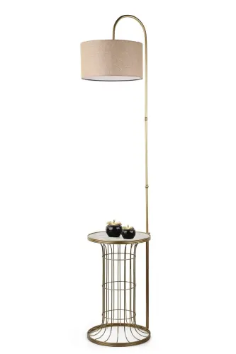 Cemre Sehpa Lambader Eskitme Mermer Ahşap Hasır Şapka-Eskitme - 3