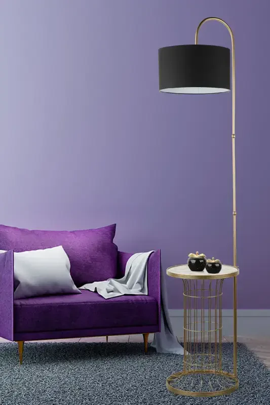 Cemre Sehpa Lambader Eskitme Mermer Ahşap Siyah Şapka-Eskitme - 2