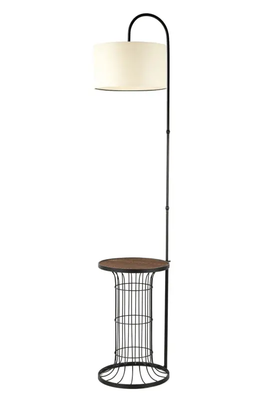 Cemre Sehpa Lambader Qora Yong'oq Yog'och Krem Shapka-Qora - BEGÜSA