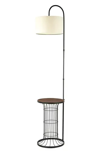 Cemre Sehpa Lambader Qora Yong'oq Yog'och Krem Shapka-Qora - 1