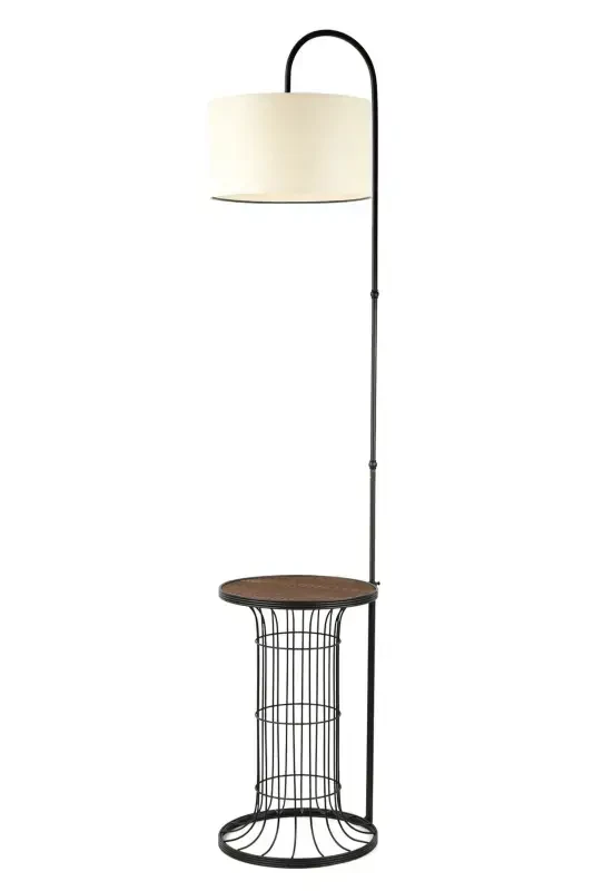 Cemre Sehpa Lambader Qora Yong'oq Yog'och Krem Shapka-Qora - 1