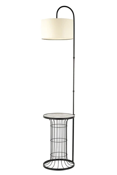 Cemre Table Lamp Black Marble Wood Cream Shade - Modazone