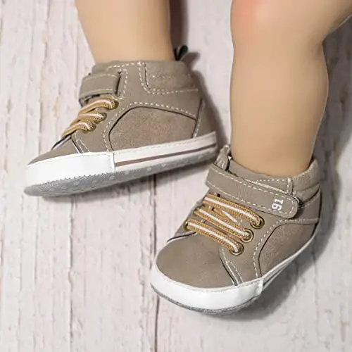 CENCIRILY Baby Boys Girls High Top Krossovkalar Yumshoq Tagliklar Skidga Qarshi Chaqaloq Oyoq Bilagi Zo'r Poyabzallari Toddler Prewalker Birinchi Yurish Beshik Poyabzallari - 3