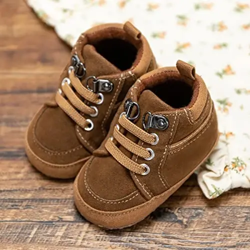 CENCIRILY Baby Boys Girls High Top Krossovkalar Yumshoq Tagliklar Skidka qarshi Chaqaloq to'piqli poyafzallari Yosh bolalar uchun Prewalker Birinchi Yurish Beshik poyafzallari - 5