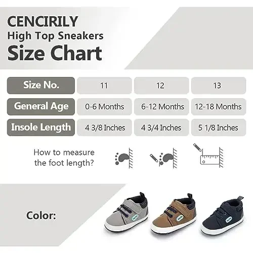 CENCIRILY Baby Boys Girls High Top Poyabzal Yumshoq Tagliklar Skidga qarshi Go'daklar To'piqlari Poyafzallari Kichkintoy Prewalker Birinchi Yuradigan Krovat Poyafzallari - 6