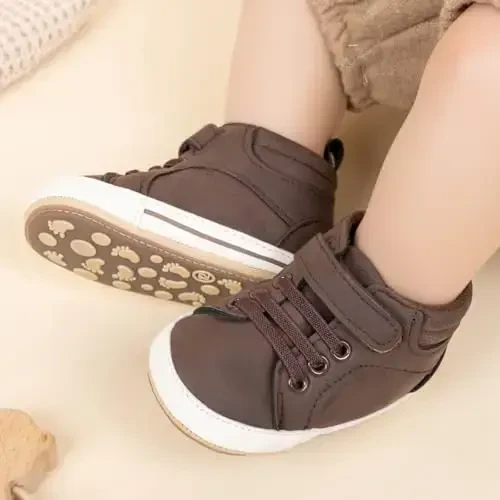 CENCIRILY Baby Boys Girls High Top Poyafzal Yumshoq Tagliklar Skidga qarshi Chaqaloq to'piqli poyabzallar Kichkintoy Yuruvchi Birinchi Yurish Karavatcha Poyafzallari - 3