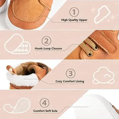 CENCIRILY Baby Boys Girls High Top Poyafzal Yumshoq Tagliklar Skidga Qarshi Chaqaloq To'piqli Poyafzal Kichkintoy Prewalker Birinchi Yuradigan Krovat Poyafzallari - 4